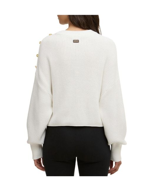Barbour White Crew-Neck Jumper