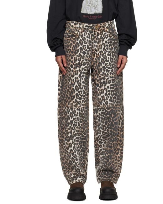 Ganni Multicolor Leopard Printed Stary Jeans