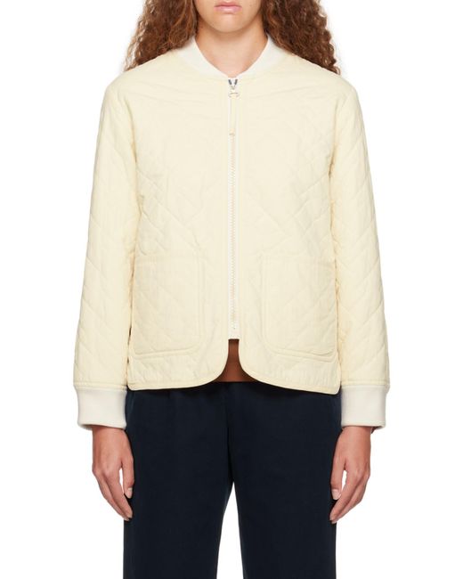 A.P.C. White Elea Quilted Bomber Jacket
