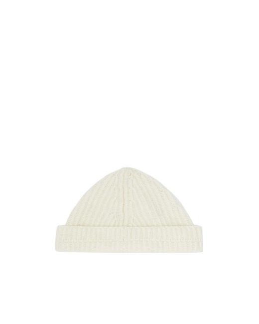 MM6 by Maison Margiela White Logo Patch Ribbed Beanie for men