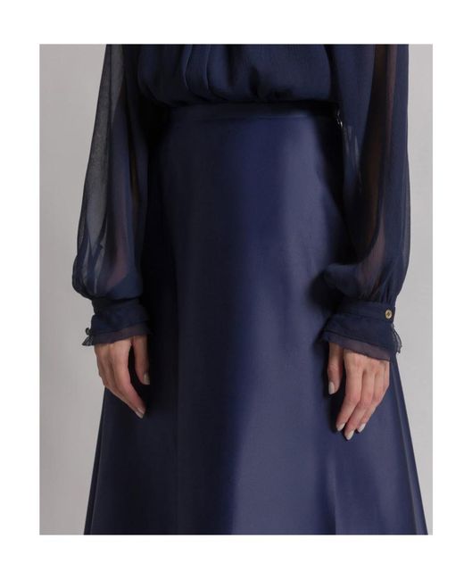 Alberta Ferretti Blue Satin Organza Full Skirt