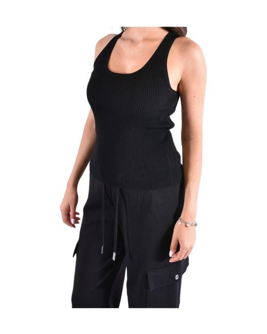 MICHAEL Michael Kors Black Ribbed Scoop-Neck Tank Top
