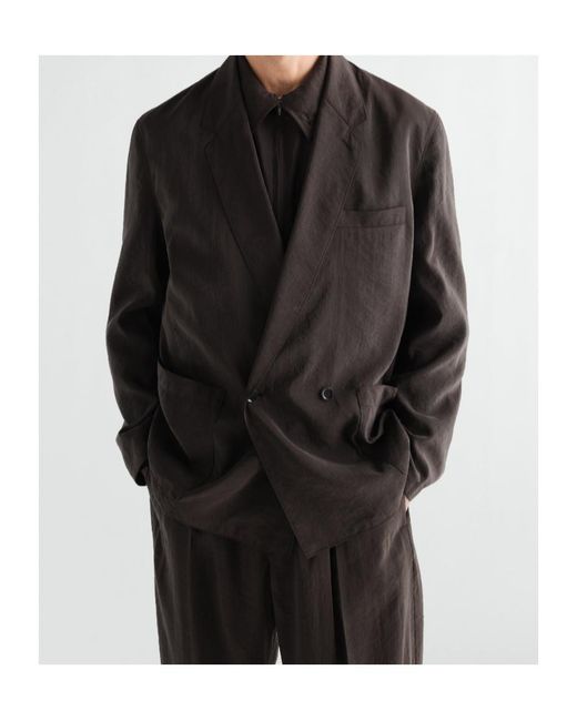 Lemaire Black Double-Breasted Relaxed Blazer for men