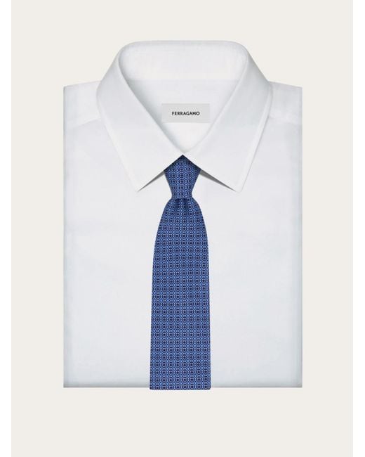 Ferragamo Blue Printed Tie for men