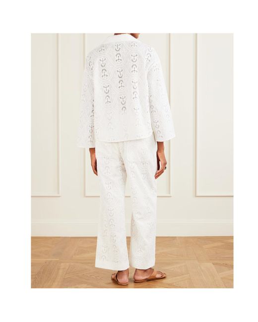 TOVE White Leighton Floral-Embroidered Cotton-Blend Blouse