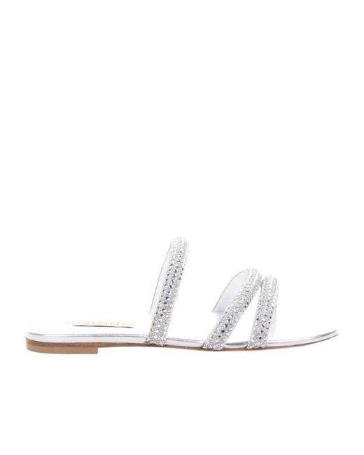 Casadei White Round Toe Slippers