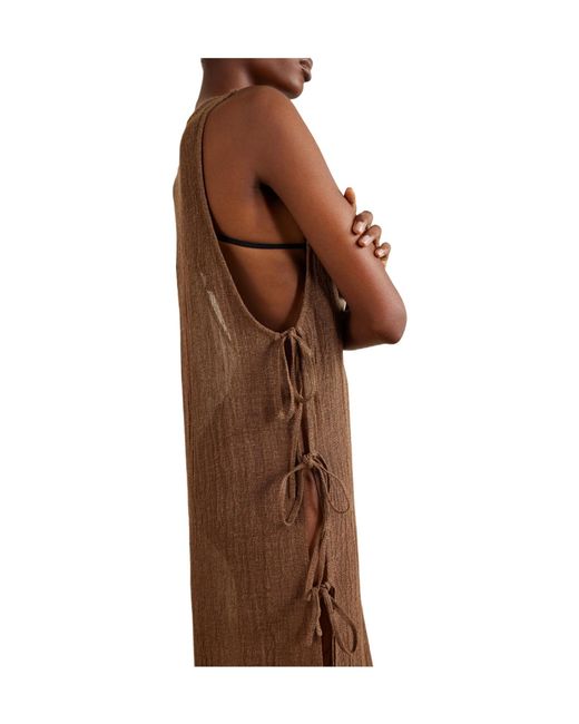 LeKasha Brown Linen Midi Dress