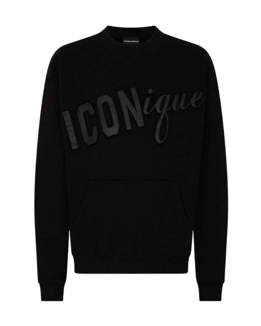 DSquared² Black Embroidered Logo Sweatshirt for men