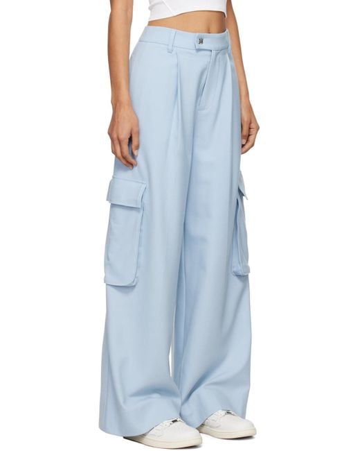 Amiri Blue Pleated Wide-Leg Cargo Pants