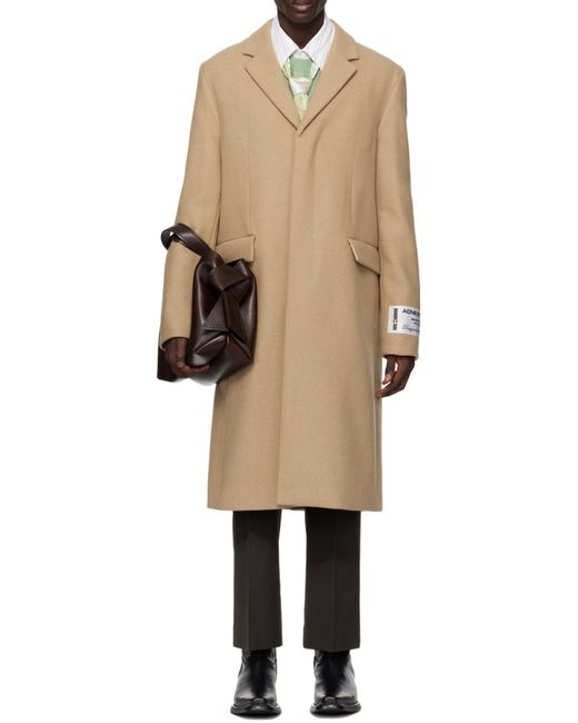 Acne Natural Single-Breasted Wool Blend Coat for men