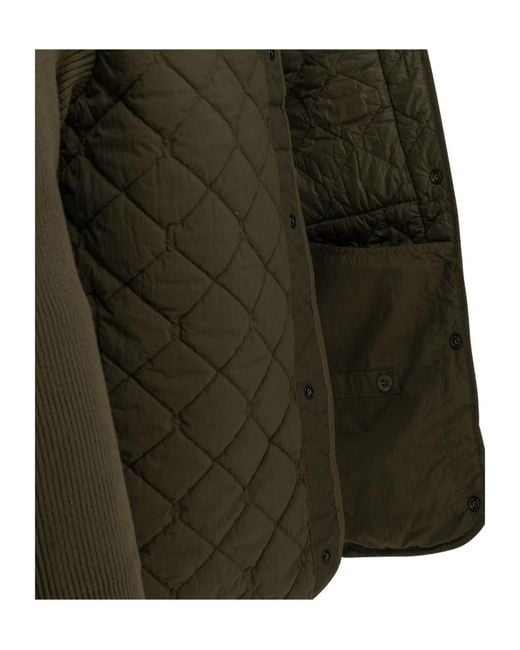 Stone Island Green Quilted Knit-Sleeve Jacket for men