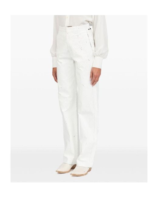 MM6 by Maison Margiela White Coated Trousers