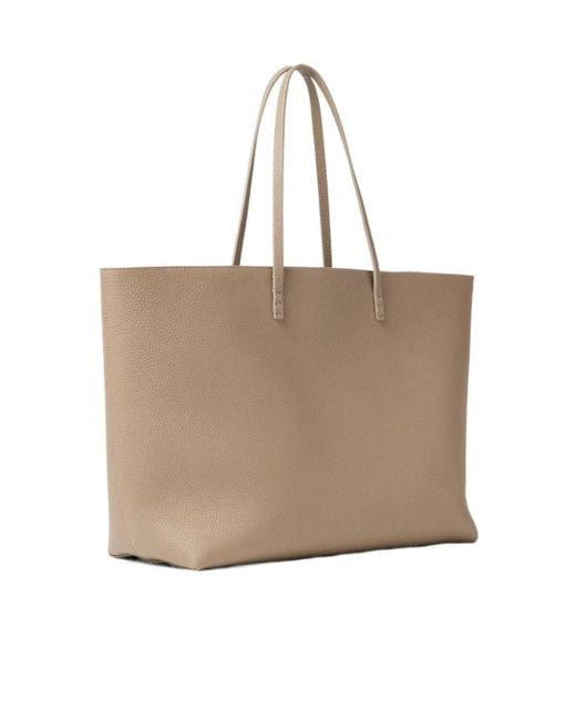Fendi Natural Medium Roll Dove Cuoio Romano Leather Shopper