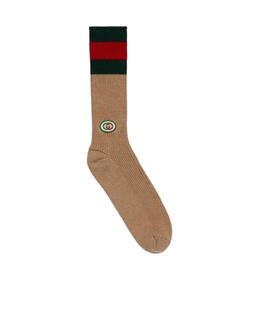Gucci White Logo-Patch Crew Socks