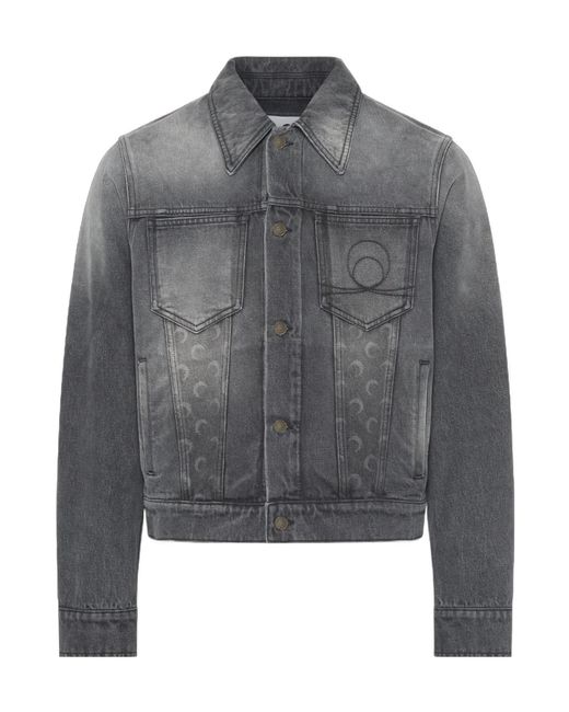 MARINE SERRE Gray Moon Laser Wash Denim Jacket for men