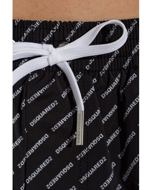 DSquared² Black Wide-Leg Swim Shorts for men