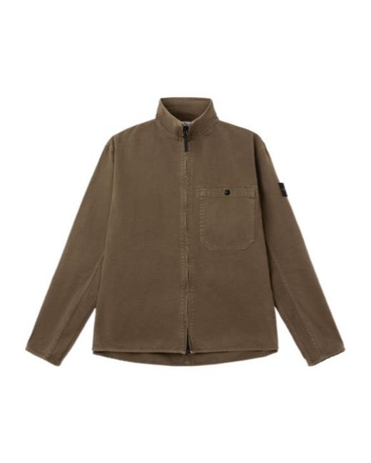 Stone Island Brown Chest-Pocket Zip-Up Jacket for men