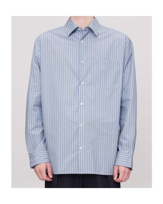 A.P.C. Blue Striped Long-Sleeved Shirt for men