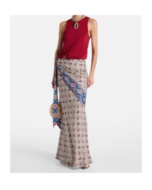 Rabanne Gray Paisley Satin Maxi Skirt