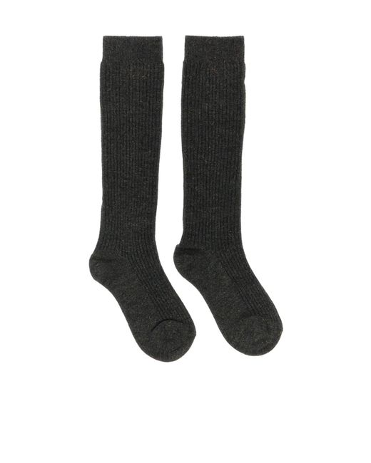 Brunello Cucinelli Black Sparkling Ribbed Socks
