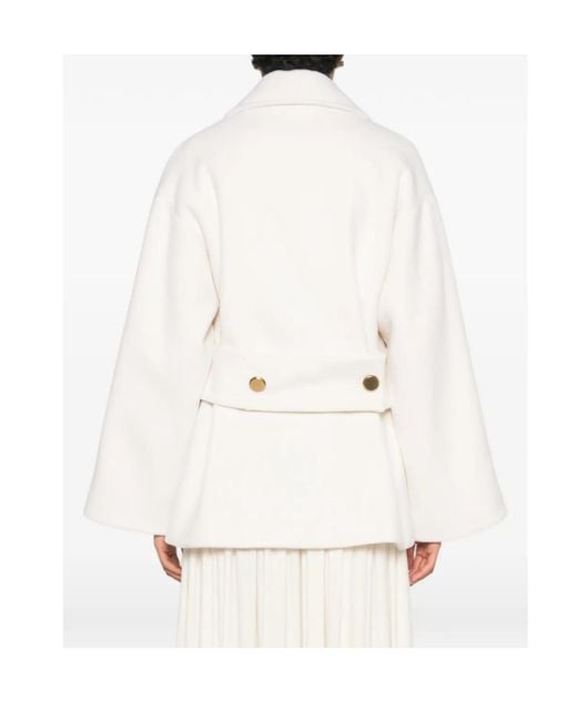 P.A.R.O.S.H. White Notch-Lapel Double-Breasted Coat