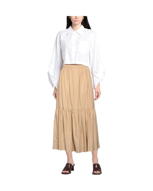 Ganni Natural Solid Color Loose Skirt