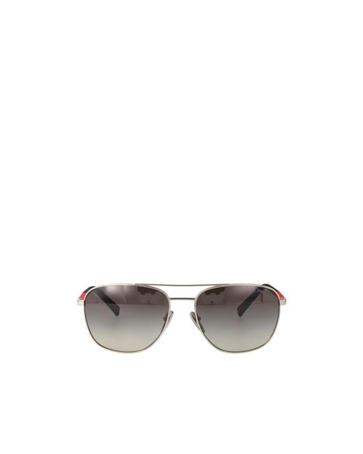 Prada Linea Rossa Metallic Prada Eyewear Aviator Sunglasses for men