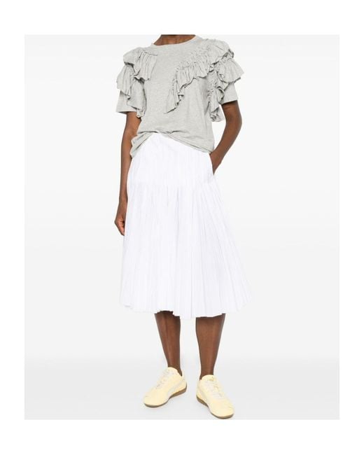 Dries Van Noten Gray Crewneck Ruffled T-Shirt