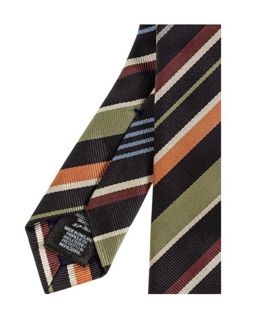Paul Smith Black Striped Pointed-Tip Tie for men