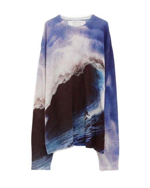 ERL Blue Wave Print Sweater for men