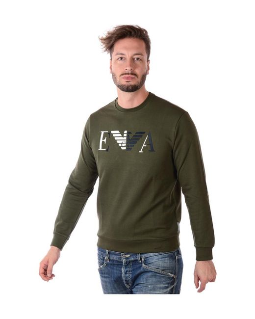 Emporio Armani Green Logo Round-Necked Sweater for men