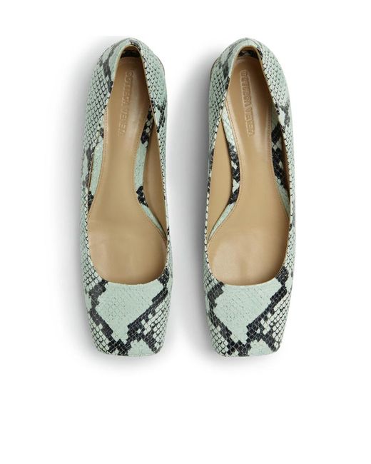 Bottega Veneta Green Tower Python-Print Ballerina Shoes