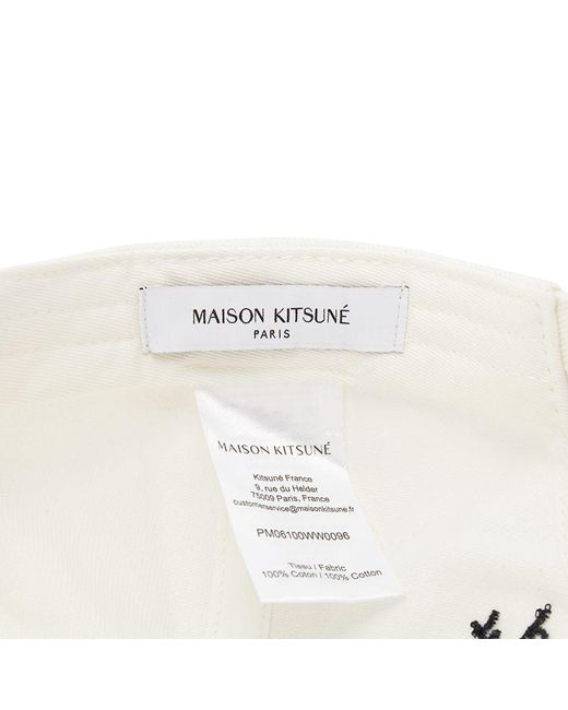 Maison Kitsuné White Embroidered-Logo Patch Cap for men