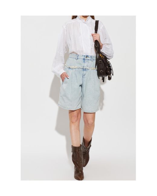 Isabel Marant White Isabel Marant Étoile Leota Ruffled Pintuck Top