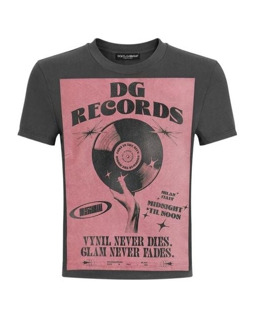 Dolce & Gabbana Pink Graphic Printed Crewneck T-Shirt