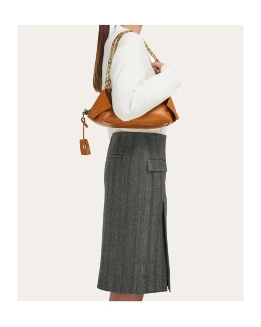 Ferragamo Brown Folded Shoulder Bag (S)