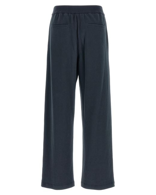 Brunello Cucinelli Blue Cotton Smooth French Terry Track Trousers