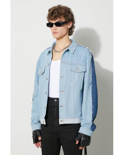 Heron Preston Blue Patchwork Denim Jacket for men