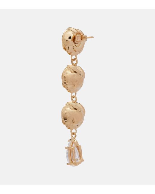 Magda Butrym White Crystal-Embellished-Plated Drop Earrings