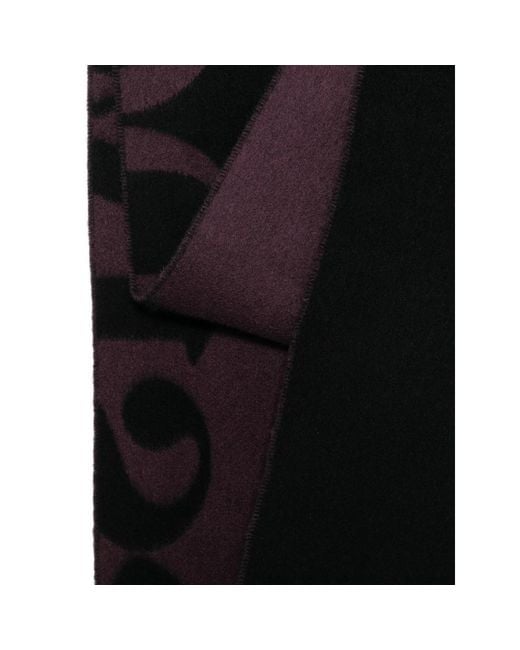 Vivienne Westwood Black Logo-Intarsia Fringed Scarf
