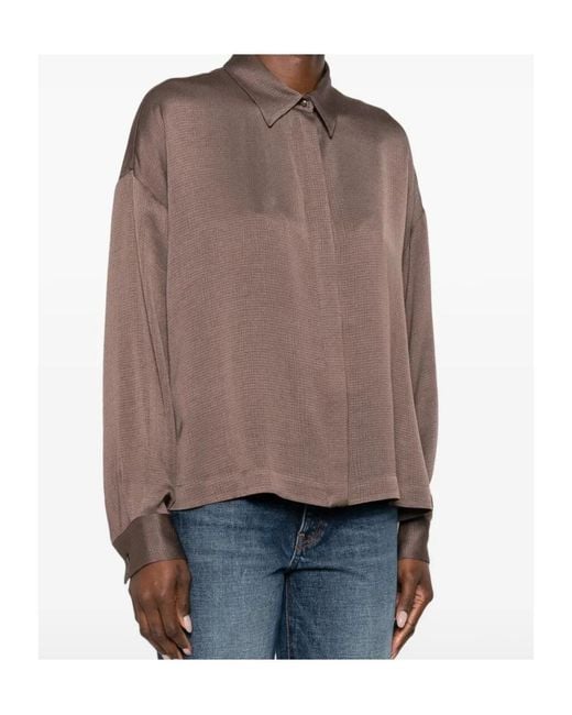 Peserico Brown Textured Long-Sleeve Shirt