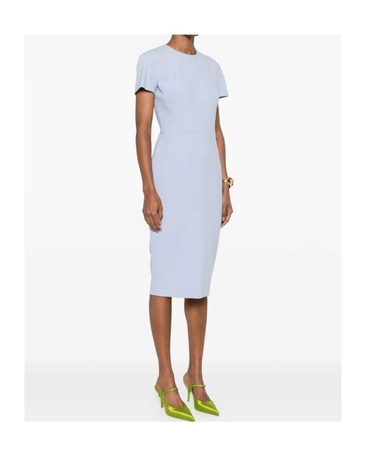 Victoria Beckham Blue Crew-Neck Midi Dress