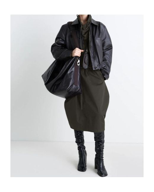 Lemaire Black Vareuse High Neck Drawstring Dress