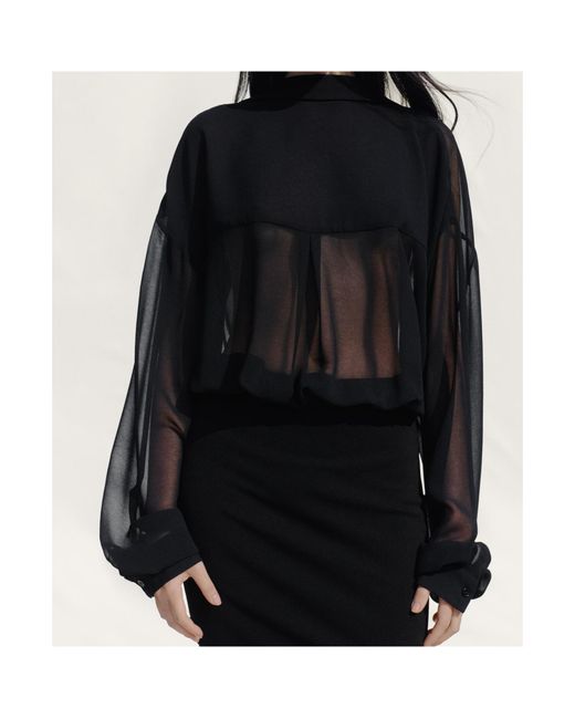 Jacquemus Black Siroco Ruched Sheer-Panel Midi Dress