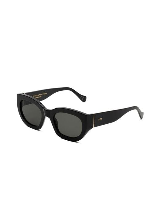 Retrosuperfuture Black Alva Rectangle Frame Sunglasses for men