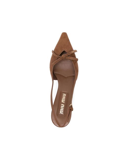 Miu Miu Brown Bow Slingback Pumps
