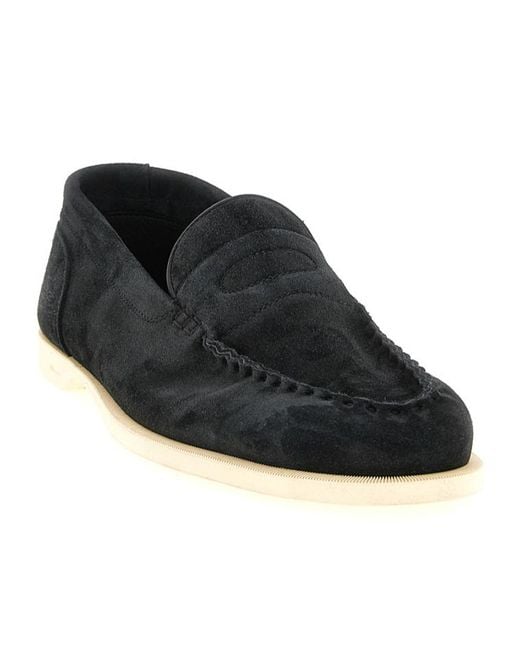 John Lobb Black Padded Stitching Loafers for men