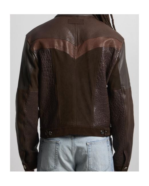 Versace Black Slim Fit Leather Blouson for men
