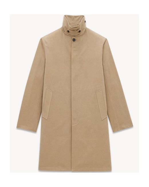 Saint Laurent Natural Knee-Length Long-Sleeved Mackintosh Coat for men