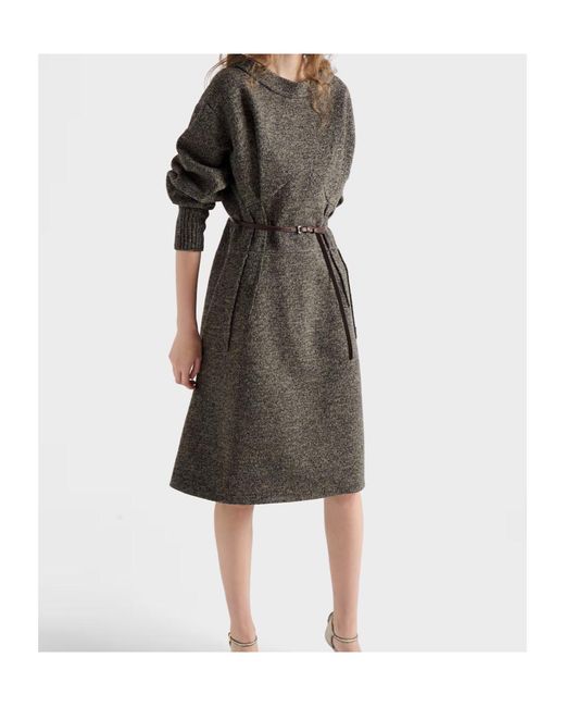 Prada Gray Mouliné Wool Dress